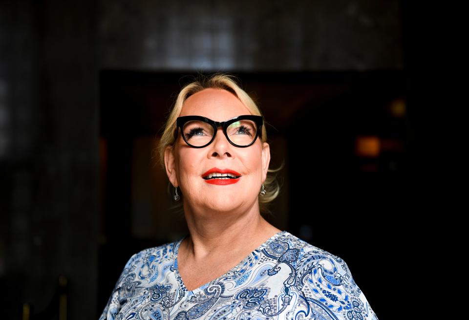 Metro Nashville Councilmember Olivia Hill stands inside the Historic Metro Courthouse in Nashville, Tenn., Tuesday, Sept. 26, 2023. Hill is the first openly transgender person elected in Nashville and Tennessee.