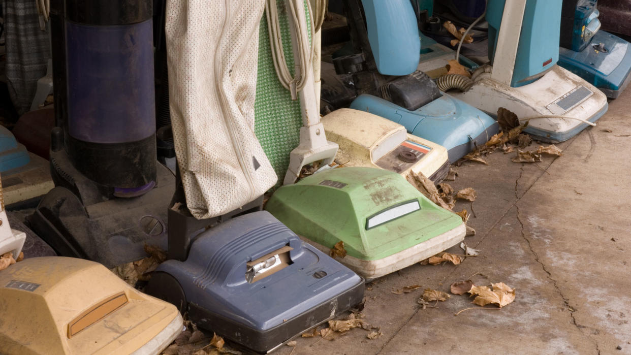  A collection of old vacuum cleaners. 
