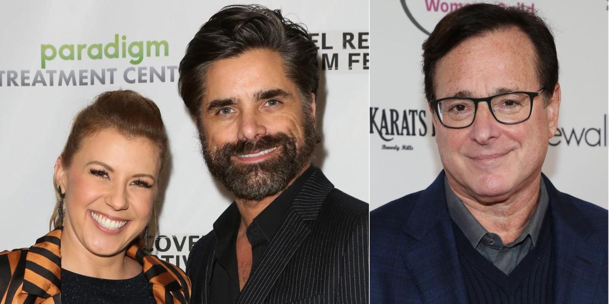 Jodie Sweetin and John Stamos, left, and Bob Saget, right.