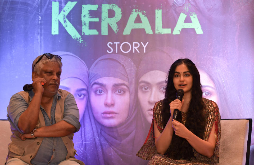 Indian actress Adah Sharma speaks in a press conference about ‘The Kerala Story’ in Kolkata a day after the Supreme Court lifted all bans on the movie