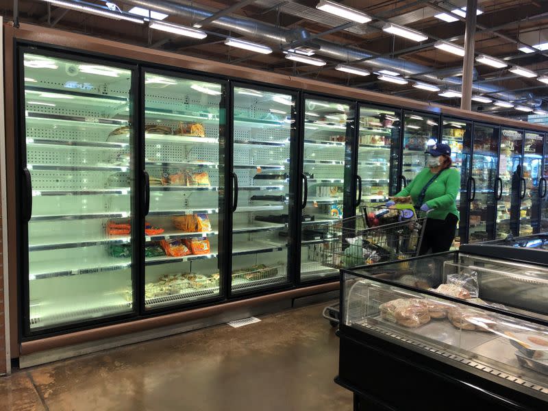 Shoppers are seen at Whole Foods in Los Angeles, California