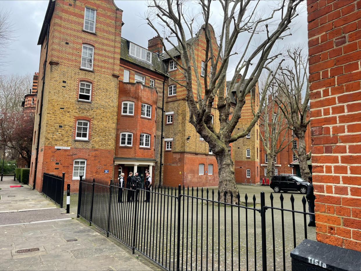 Police search Culham House in Rochelle Street, Shoreditch, London, as a man has been arrested on suspicion of attempted murder after two people were injured by crossbow bolts. (PA)