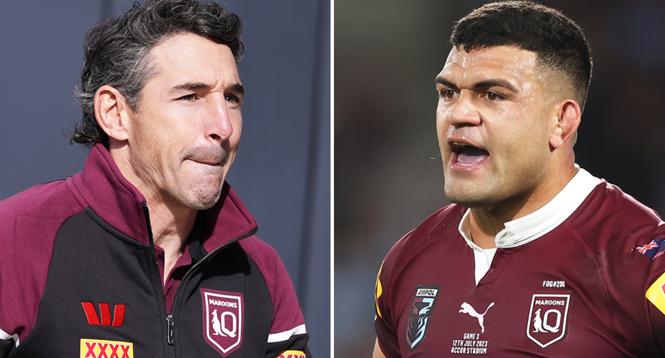 Pictured Billy Slater left and David Fifita right