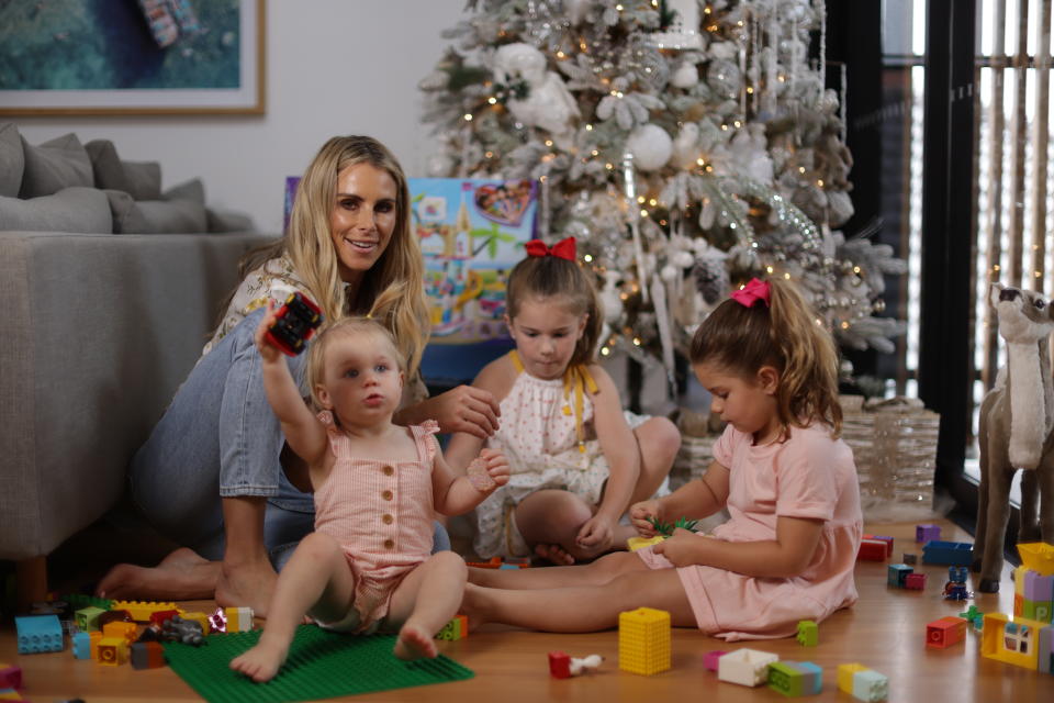 Candice Warner with her three daughters, Isla, 18 months, Ivy, six, and Indi, four. Photo: supplied.