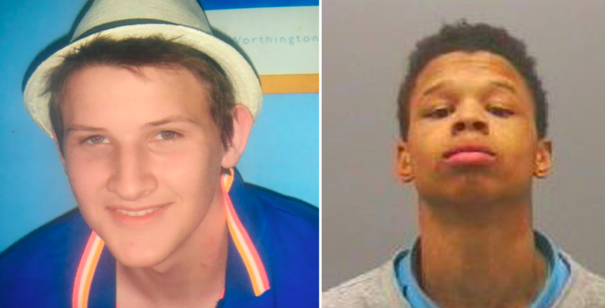 <em>Fabio Serrano (right) stabbed Frankie Cooper (left) in the heart in broad daylight (Police handout)</em>