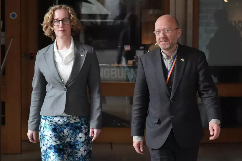 Scottish Green party co-leaders Lorna Slater and Patrick Harvie at Holyrood, in Edinburgh, after First Minister Humza Yousaf called an emergency meeting of the Scottish cabinet amid suggestions his party could be about to end its powersharing agreement