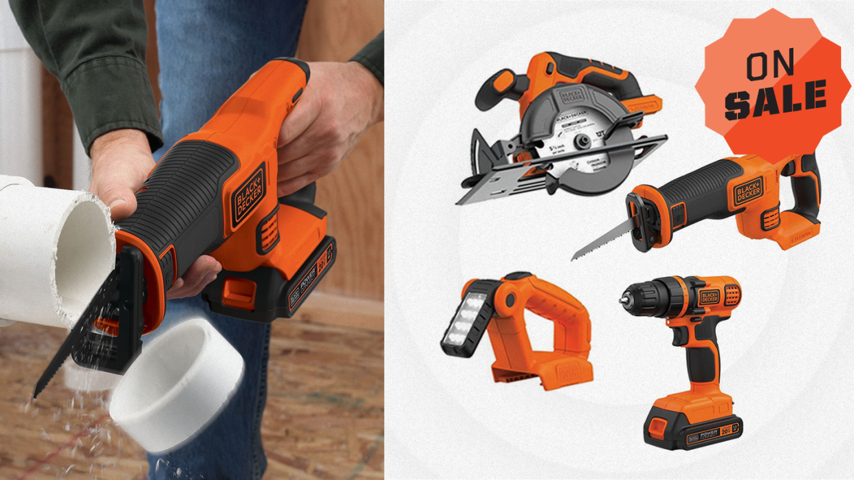 using reciprocating saw on pipe, black and decker tool set, on sale