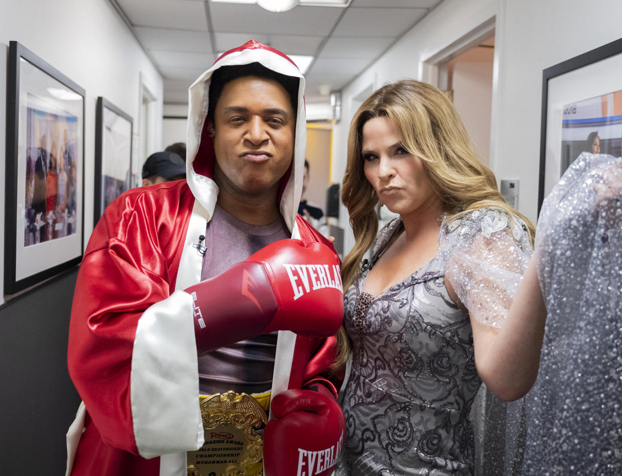 Craig Melvin and Jenna Bush Hager pose in their Halloween costumes in Studio 1A. (Nathan Congleton / TODAY)