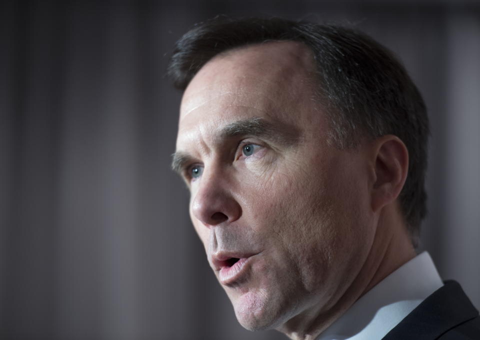 Federal Finance Minister Bill Morneau holds a media availability in Toronto on Thursday February 28, 2019. (THE CANADIAN PRESS/Frank Gunn)