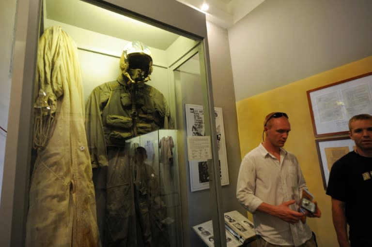 John McCain's flight suit is displayed at the ‘Hanoi Hilton’, now a museum in the Vietnamese capital