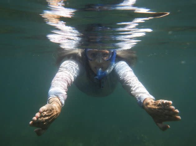 The author snorkeling in Bocas del Toro, Panama in 2022.