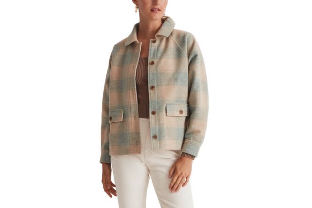 Brushed Jacquard Shirt Jacket in Plaid