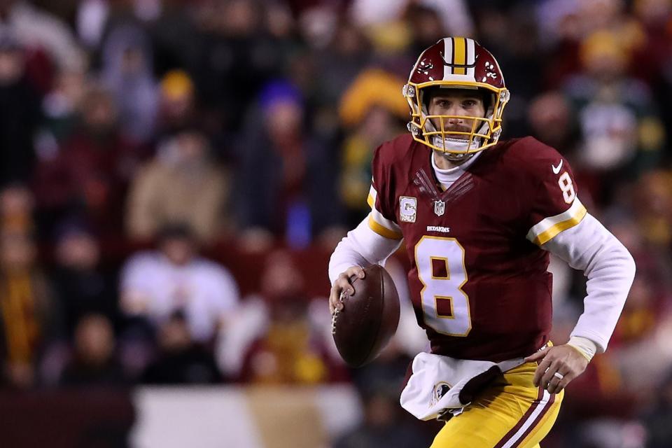 LANDOVER, MD - NOVEMBER 20: Quarterback Kirk Cousins #8 of the Washington Redskins looks to pass against the Green Bay Packers in the first quarter at FedExField on November 20, 2016 in Landover, Maryland. (Photo by Rob Carr/Getty Images)