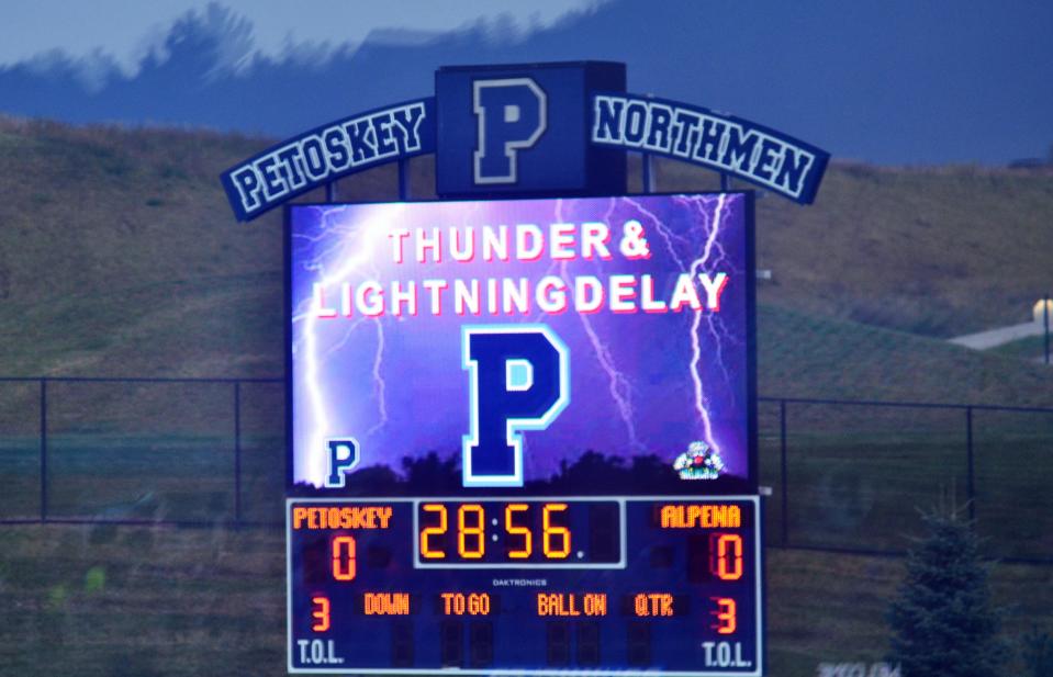 The Petoskey vs. Alpena game has been pushed back due to weather in the area.