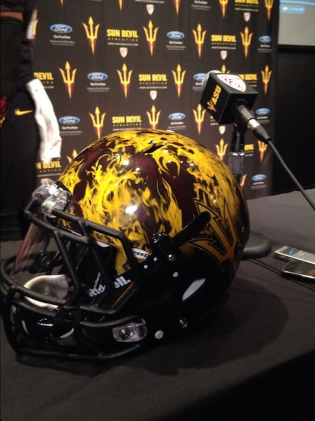 Arizona State introduces fiery new helmets for Notre Dame (Photo)