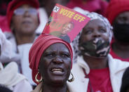 Supporters of the Economic Freedom Fighters (EFF), attend a final election rally in Polokwane, South Africa, Saturday, May 25, 2024. South African will vote in the 2024 general elections May 29. (AP Photo/Themba Hadebe)