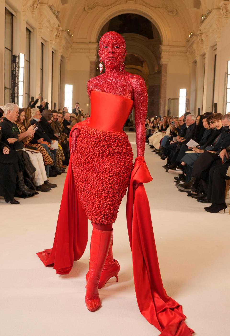 Doja Cat in the front row at Schiaparelli Couture Spring 2023 photographed on January 23, 2023 in Paris, France.