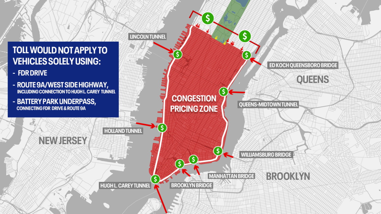 <div>This map shows the proposed zone for New York City congestion pricing.</div>