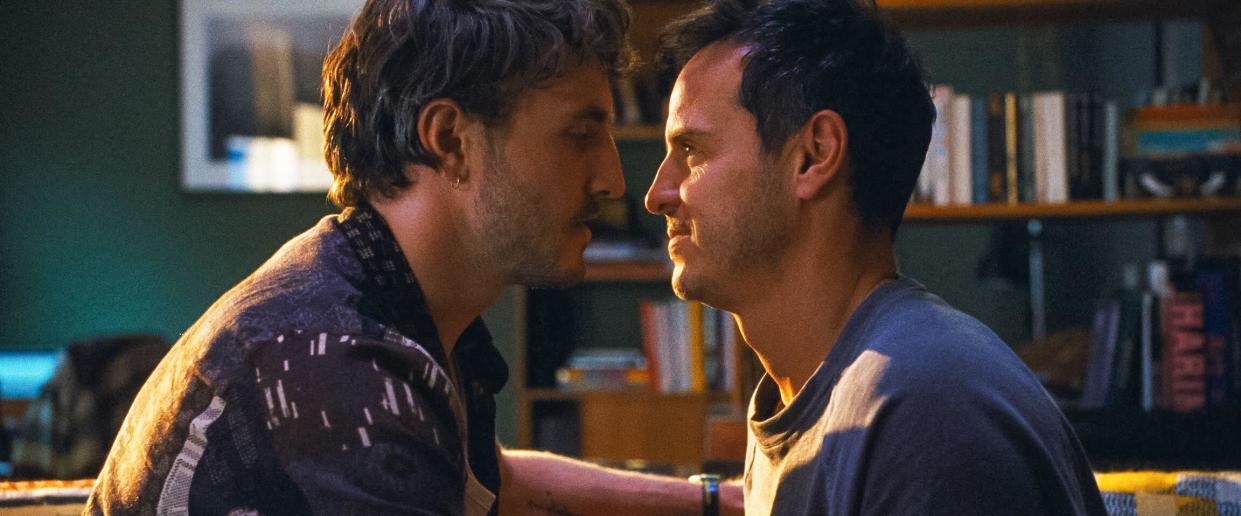 UK. Andrew Scott and Paul Mescal  in (C)Searchlight Pictures  new film: All of Us Strangers (2023).  Plot: A screenwriter drawn back to his childhood home enters into a fledgling relationship with a mysterious neighbor as he then discovers his parents appear to be living just as they were on the day they died, 30 years before. Ref: LMK106-J10341-011223 Supplied by LMKMEDIA. Editorial Only. Landmark Media is not the copyright owner of these Film or TV stills but provides a service only for recognised Media outlets. pictures@lmkmedia.com