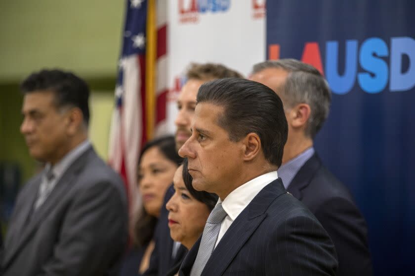 Los Angeles, CA - September 06: Superintendent of Los Angeles Unified School District Alberto M. Carvalho speaks during a press conference at Edward R. Roybal Learning Center on Tuesday, Sept. 6, 2022, in Los Angeles, CA. There's been a major cyberattack on the Los Angeles Unified School District. Major problems over the weekend. (Francine Orr / Los Angeles Times)