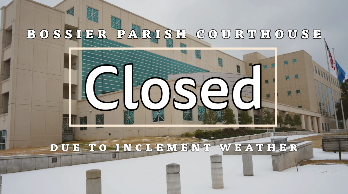 Bossier Parish Courthouse is closed due to winter weather conditions, Jan. 15, 2016.