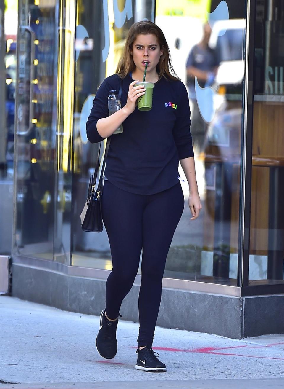 <p>Walking around Soho, drinking a green juice while wearing head-to-toe black athleisure. Princess Beatrice is all of us. <br></p>