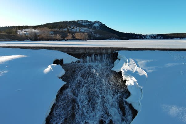 The Panguitch Lake Dam was found with a large crack that prompted city officials to announce a “Level 2 Emergency Situation.” (Courtesy of the Department of Public Safety)