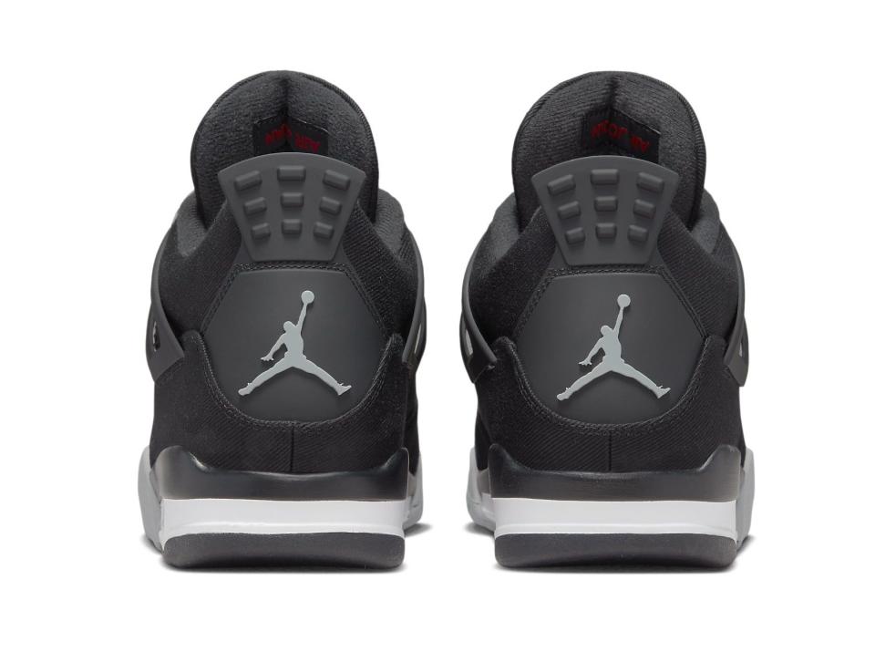 The heel’s view of the Air Jordan 4 “Black and Light Steel.” - Credit: Courtesy of Nike