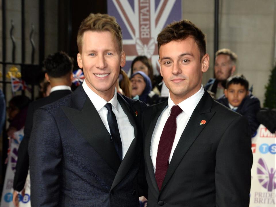 Dustin Lance Black and Tom Daley attends Pride Of Britain Awards 2019 at The Grosvenor House Hotel on October 28, 2019 (Getty Images)