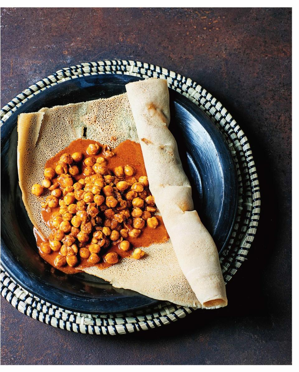 Spoon these Ethiopian-spiced chickpeas over rice or wrap up with flatbread.