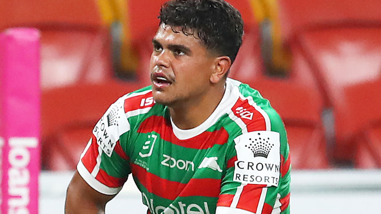 South Sydney star Latrell Mitchell, pictured, has been sent home from training with three other teammates after showing flu-like symptoms.