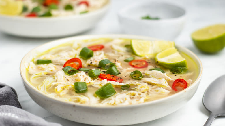 easy chicken pho in bowls 