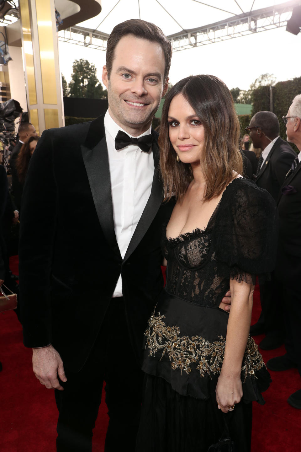 Bill Hader and Rachel Bilson arrive to the 77th Annual Golden Globe Awards held at the Beverly Hilton Hotel on January 5, 2020.&nbsp; (Photo: Todd Williamson/NBC via Getty Images)