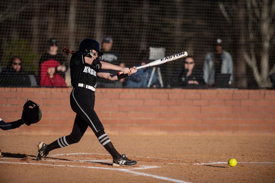 Robbinsville’s Zoie Shuler bats in a game against Enka on March 10, 2023.