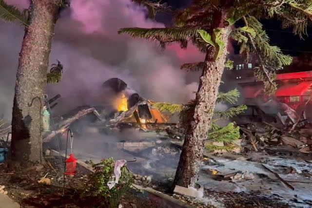 <p>Clearwater Fire & Rescue Department/X</p> The small plane crashed at a mobile home park in Clearwater, Fla. on Feb. 1, 2023