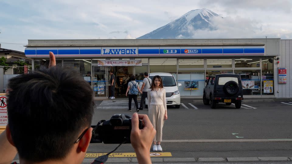 This photo was taken on May 20 in front of Mount Fuji in Fujikawaguchiko – the day before the black net was released.  - Kazuhiro Nogi/AFP/Getty Images