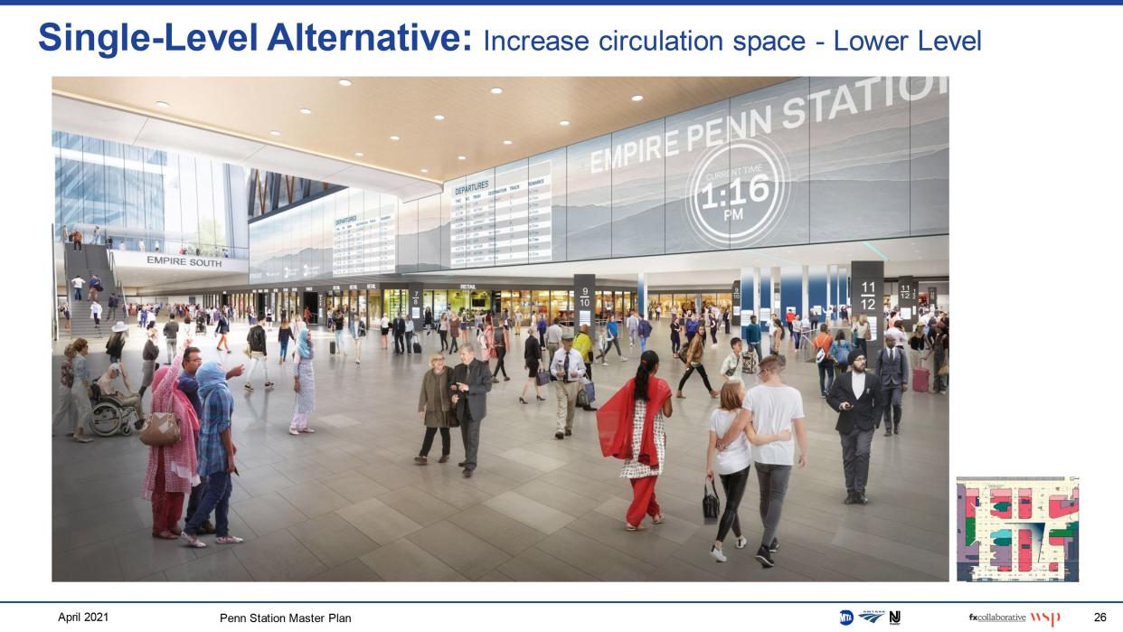 A rendering for a new train hall in Penn Station.