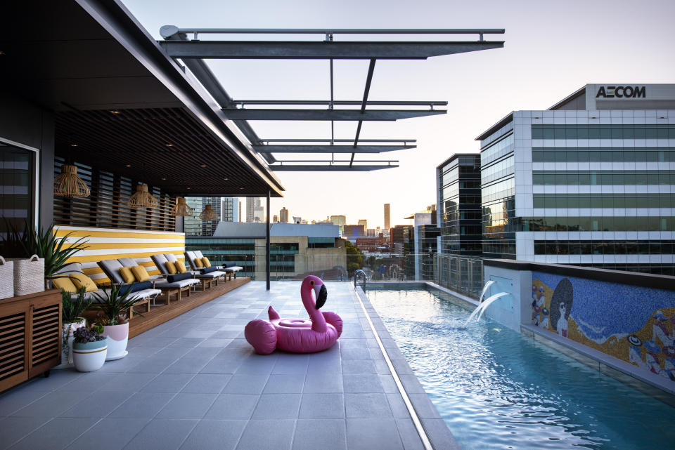 Rooftop pool at Ovolo Hotel in Brisbane, Australia