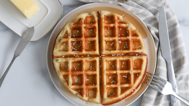 waffle with sesame seeds