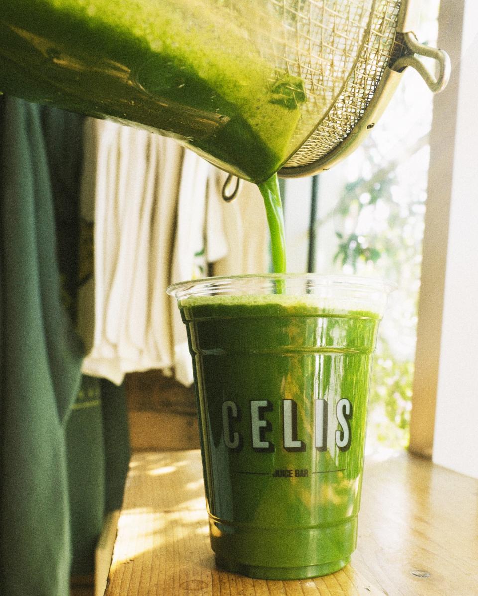 A popular fresh-pressed juice at Celis Juice Bar is the Supa Dupa Green.