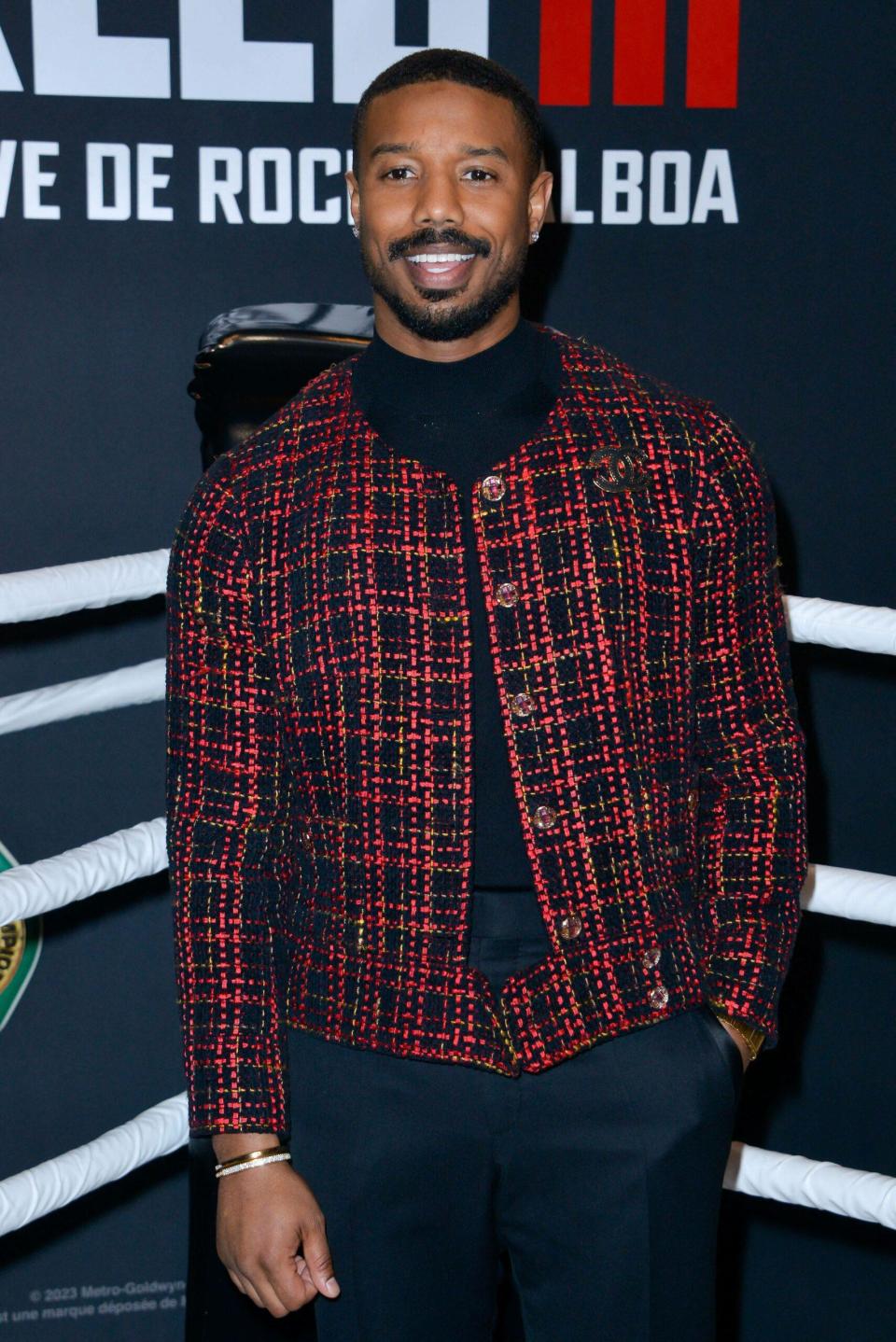 Michael B. Jordan attends the Creed III premiere at Le Grand Rex