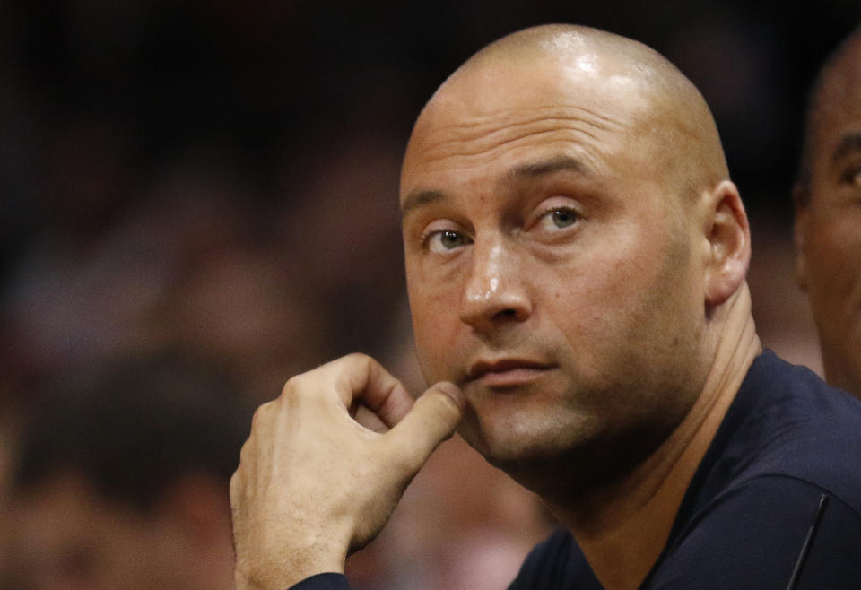 Derek Jeter finally spoke about trading away Giancarlo Stanton. (AP Photo/Joe Skipper)