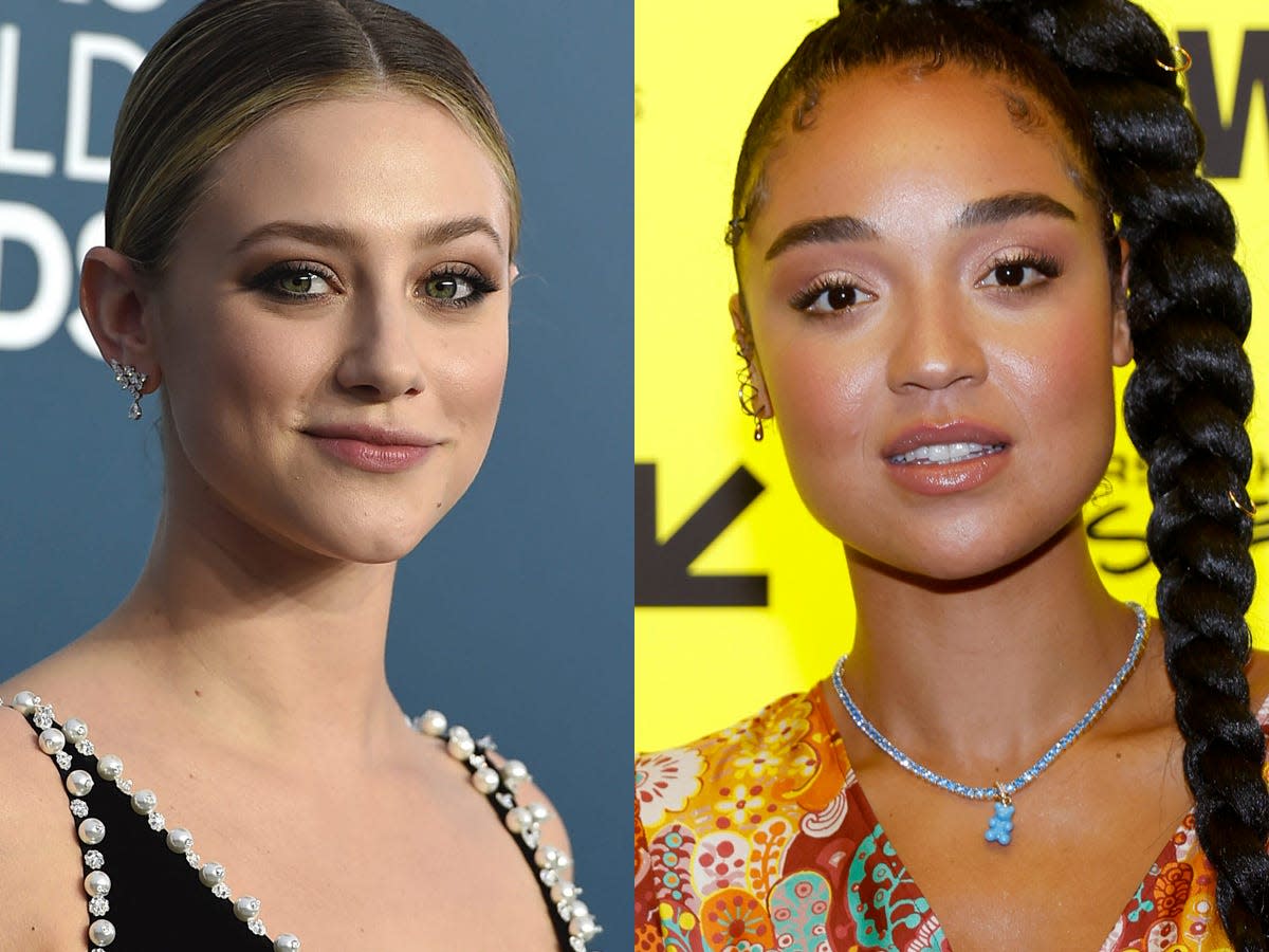 Lili Reinhart and Aisha Dee posing on separate red carpets