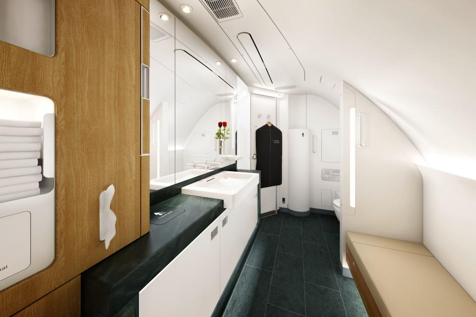 The bathroom in first class.