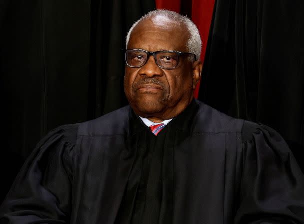 PHOTO: Supreme Court Associate Justice Clarence Thomas poses during a group portrait at the Supreme Court in Washington, October 7, 2022. (Evelyn Hockstein/Reuters, FILE)