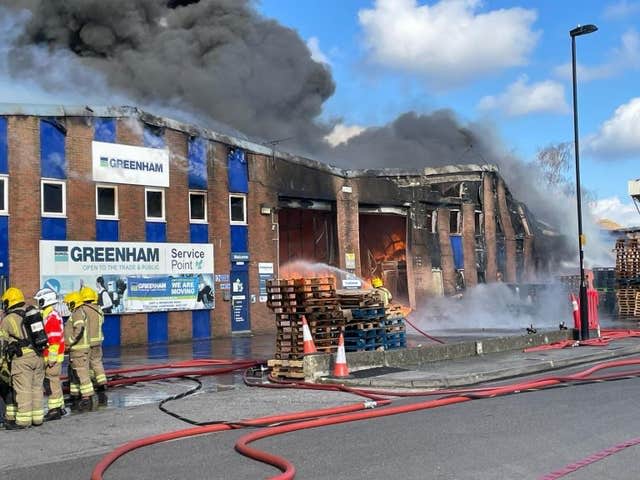 Firefighters tackle the blaze