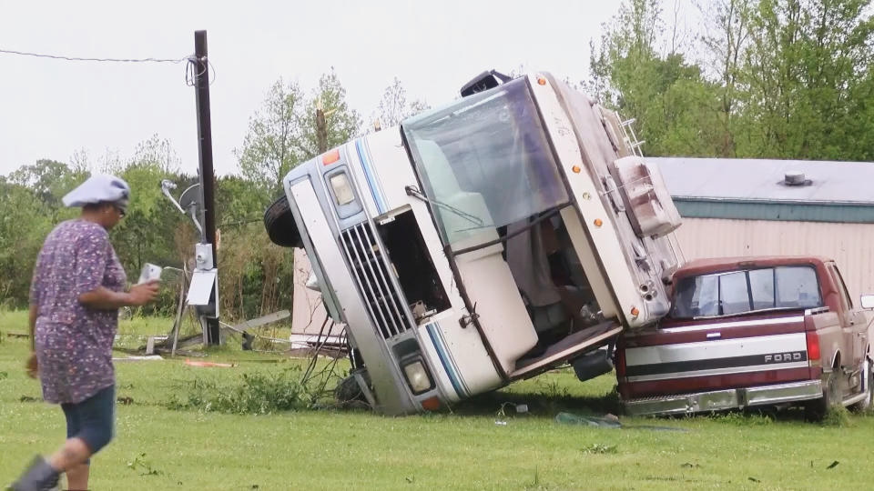 Storm damage in DeSoto Parish, La., on April 12, 2020. (KTAL)