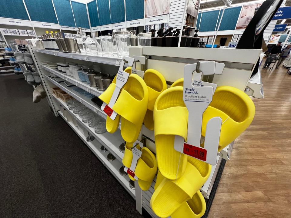 Foam slide-on sandals on sale at a Bed Bath & Beyond store