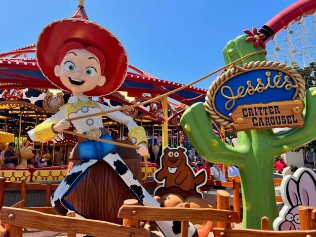 The whimsical attractions at Pixar Pier and Paradise Gardens Park cast an energetic, carnival atmosphere on Disney California Adventure.