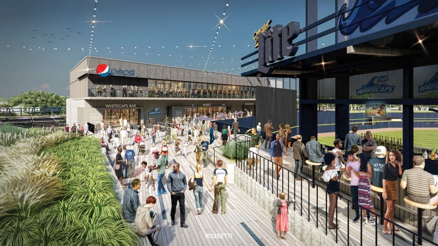 A rendering shows renovations to LMCU Ballpark. (Courtesy Whitecaps Media Department)